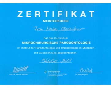 Certifikat mikrokirurgija paradontologija